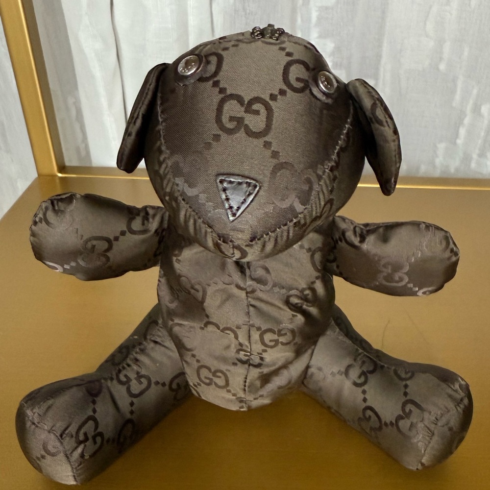 Brown GG Patterned Nylon Teddy Bear